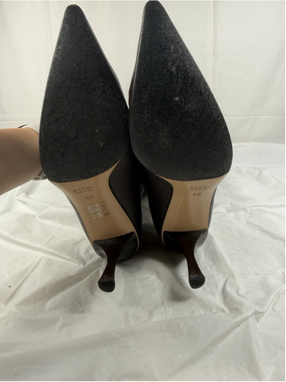 GUCCI dark brown pebbled leather KNEE HIGH pointy toe Boots size 8 B Italy - Picture 8 of 15